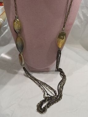Brighton Long Necklace SHELL SHIMMER Brown Beads Multi Black Silver